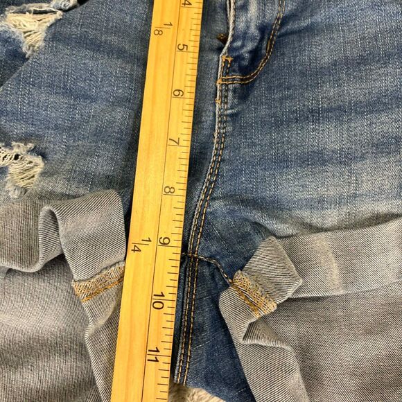 Charlotte Russe Denim Shorts Women 7 Distressed Rolled Cuff Medium Wash Y2K - Picture 7 of 7